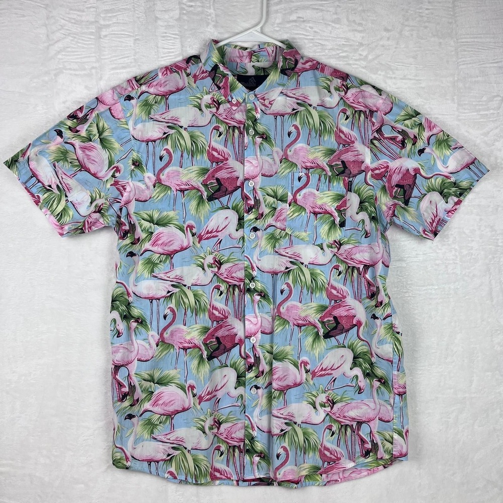 Molokai Surf Co Flamingo Shirt Mens XXL Short Sleeve Button Up Cotton